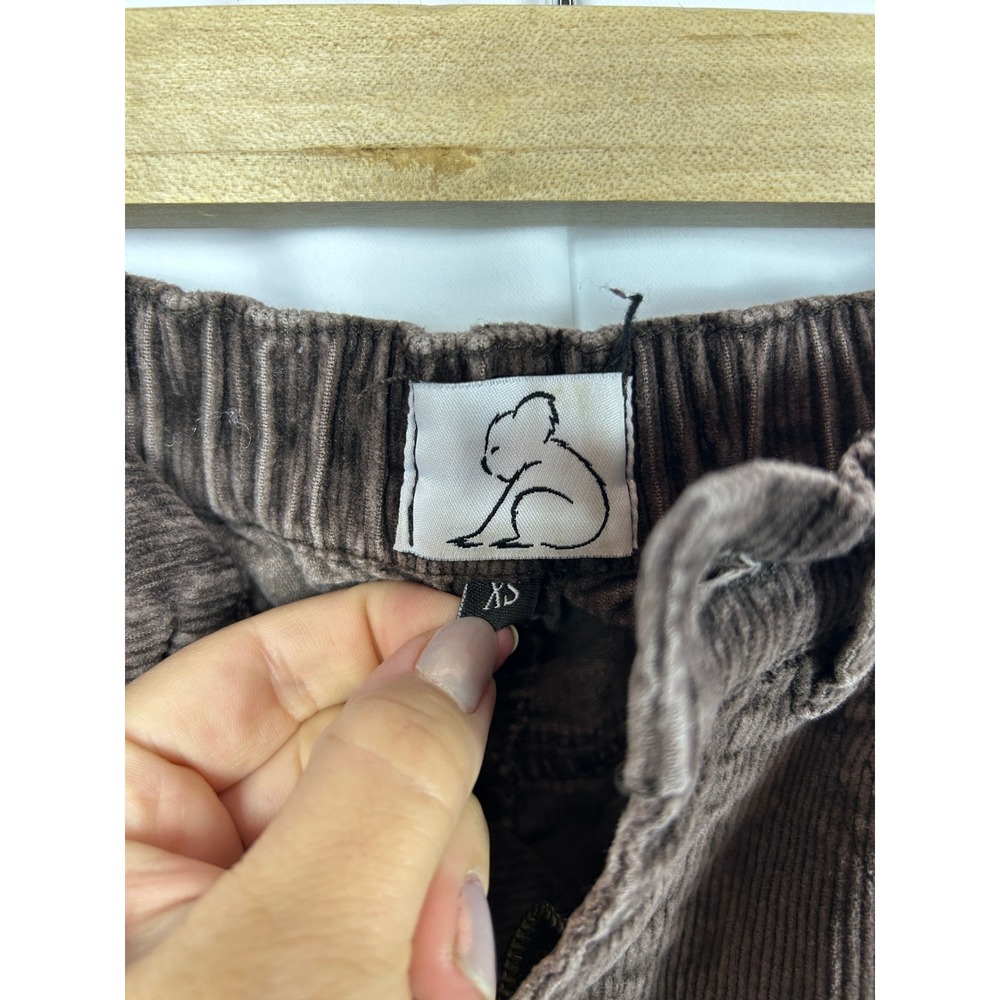 Brown Corduroy Wide Leg Pants High Rise Elastic Back Business Casual XS - Picture 3 of 7